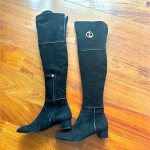 Gucci, Black Suede Over-the-Knee boots, New, Size 37